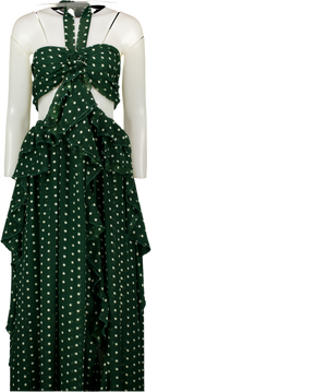 ANNE LOUISE BOUTIQUE ALB Bella Polka Dot Green Halter Maxi Dress UK 8