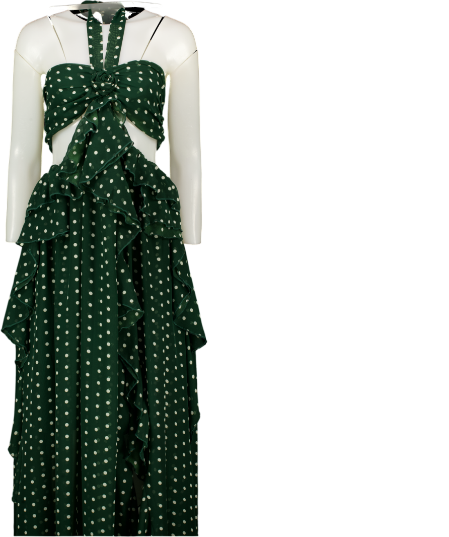 ANNE LOUISE BOUTIQUE ALB Bella Polka Dot Green Halter Maxi Dress UK 8
