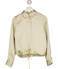 ZARA Beige Satin Drawstring Hem Blouse UK XS