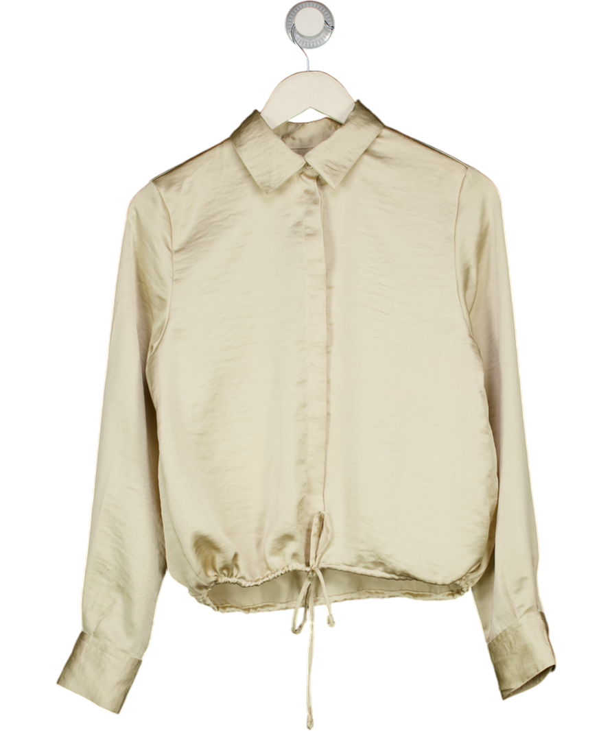 ZARA Beige Satin Drawstring Hem Blouse UK XS