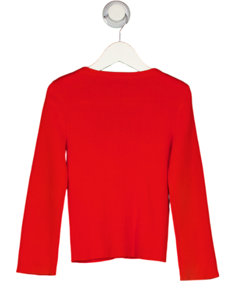 PETITE BATEAU Orange Ribbed Jumper With Button Opening Shoulders 4 Years