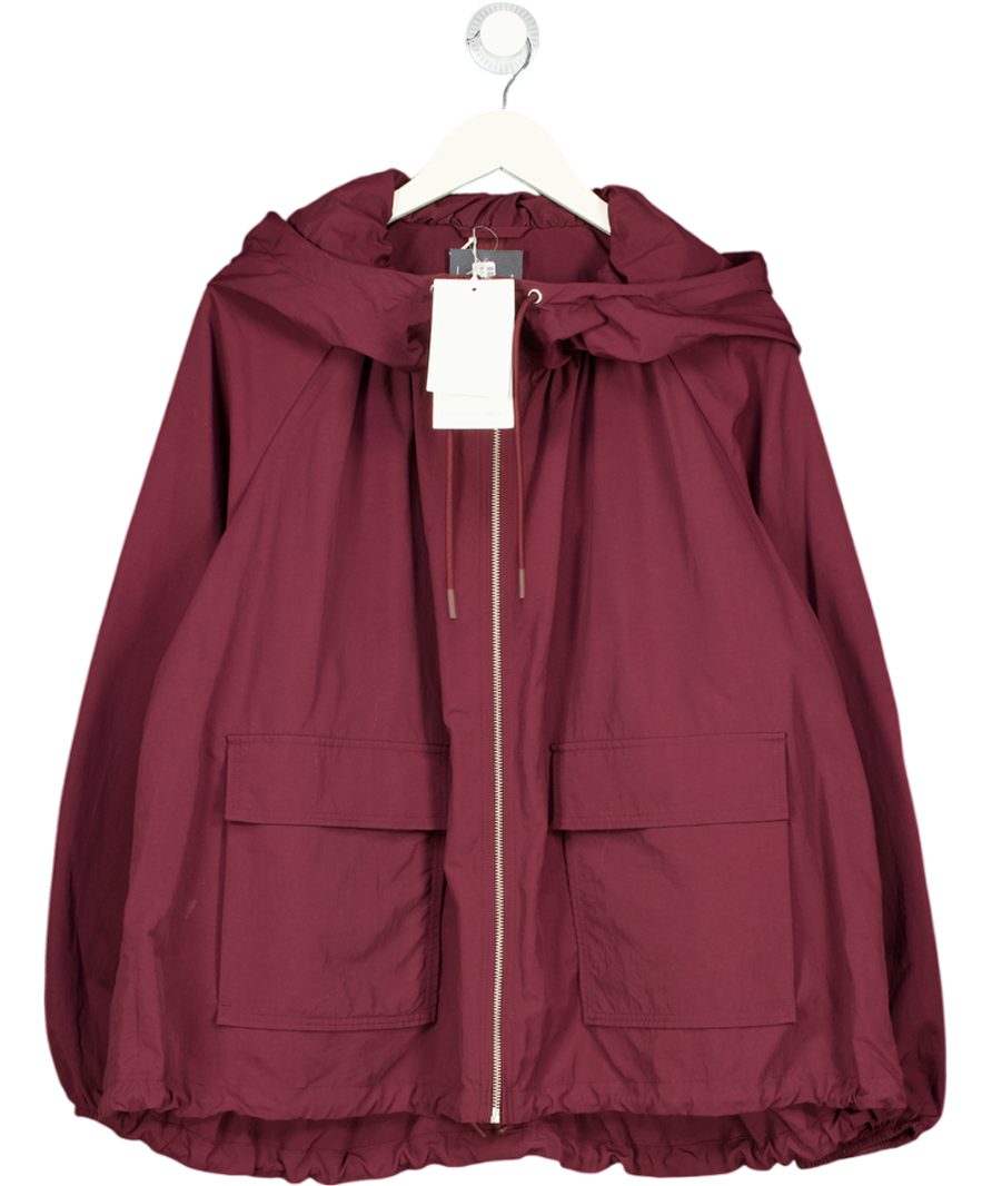 COS Dark Red Technical Hooded Parka Jacket UK S