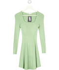 ZARA Green Ribbed Fit & Flare Mini Dress UK M