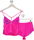 BOUX AVENUE 2-piece Hot Pink Satin Cami And Shorts Set UK 10
