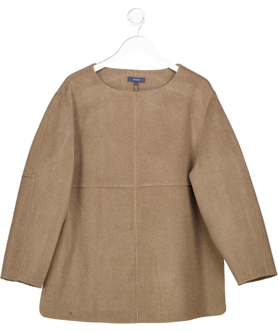 SOEUR Brown Valerianne Double-faced Wool Top Sz3 UK 12