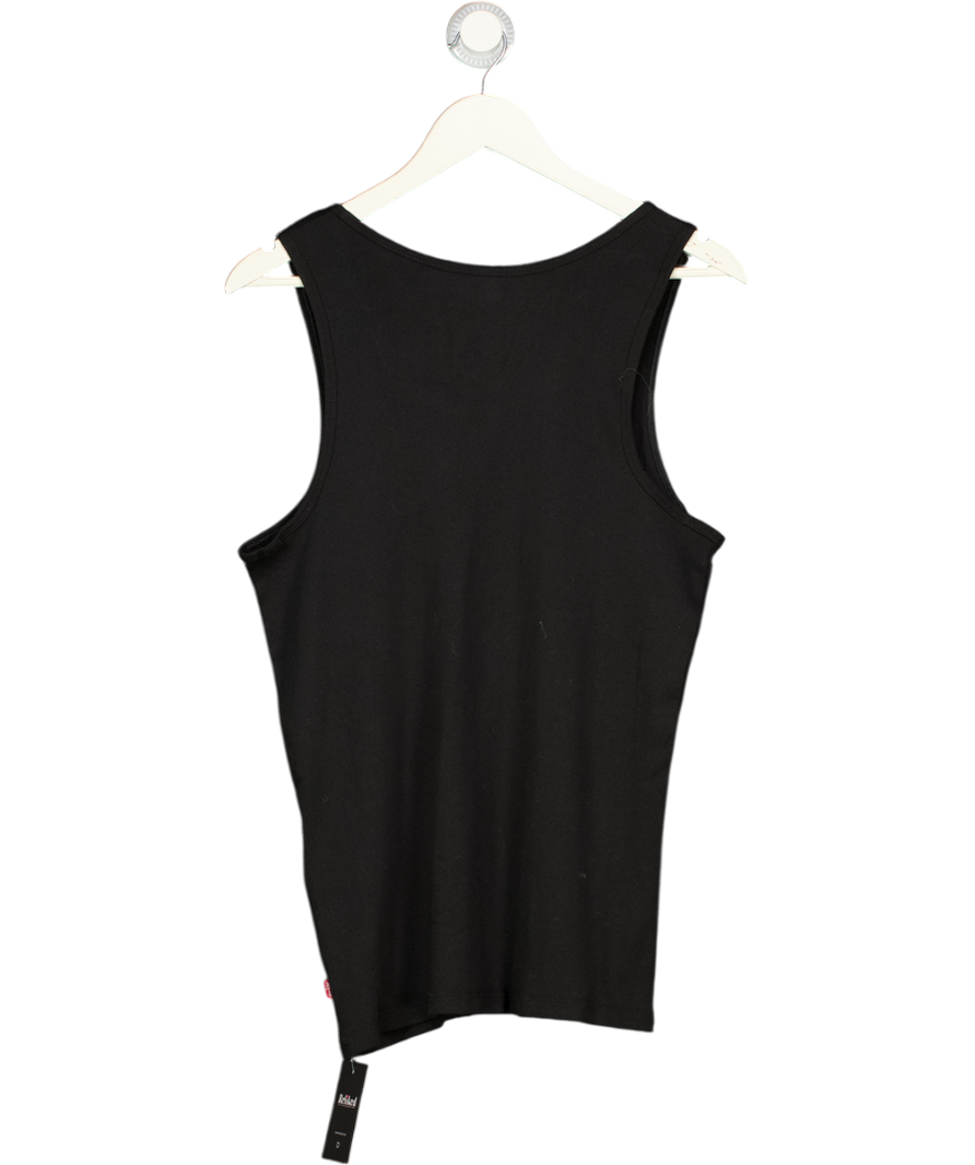 CALVIN KLEIN Black Ribbed Cotton Sleeveless Vest Top UK S