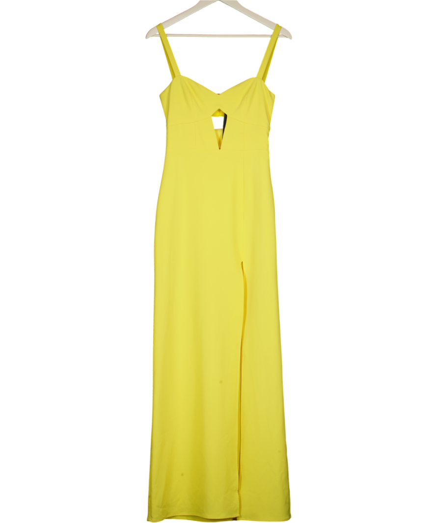 PRETTY LAVISH Yellow Cut-out Maxi Dress UK 8