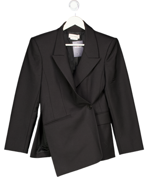 Alexander McQueen Black Wool & Mohair Asymmetric Blazer Jacket It42 UK 10
