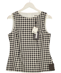 Ro&Zo Black Ivory & Gingham Cotton Peplum Top UK 12