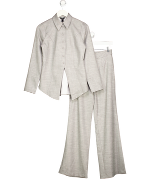 RIVER ISLAND 2-piece Grey Fitted Shirt And Wide Leg Trouser Set UK 6