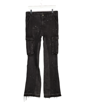 Jaded London Black Paint Splatter Paneled Denim Bootcut Cargo Pants W30