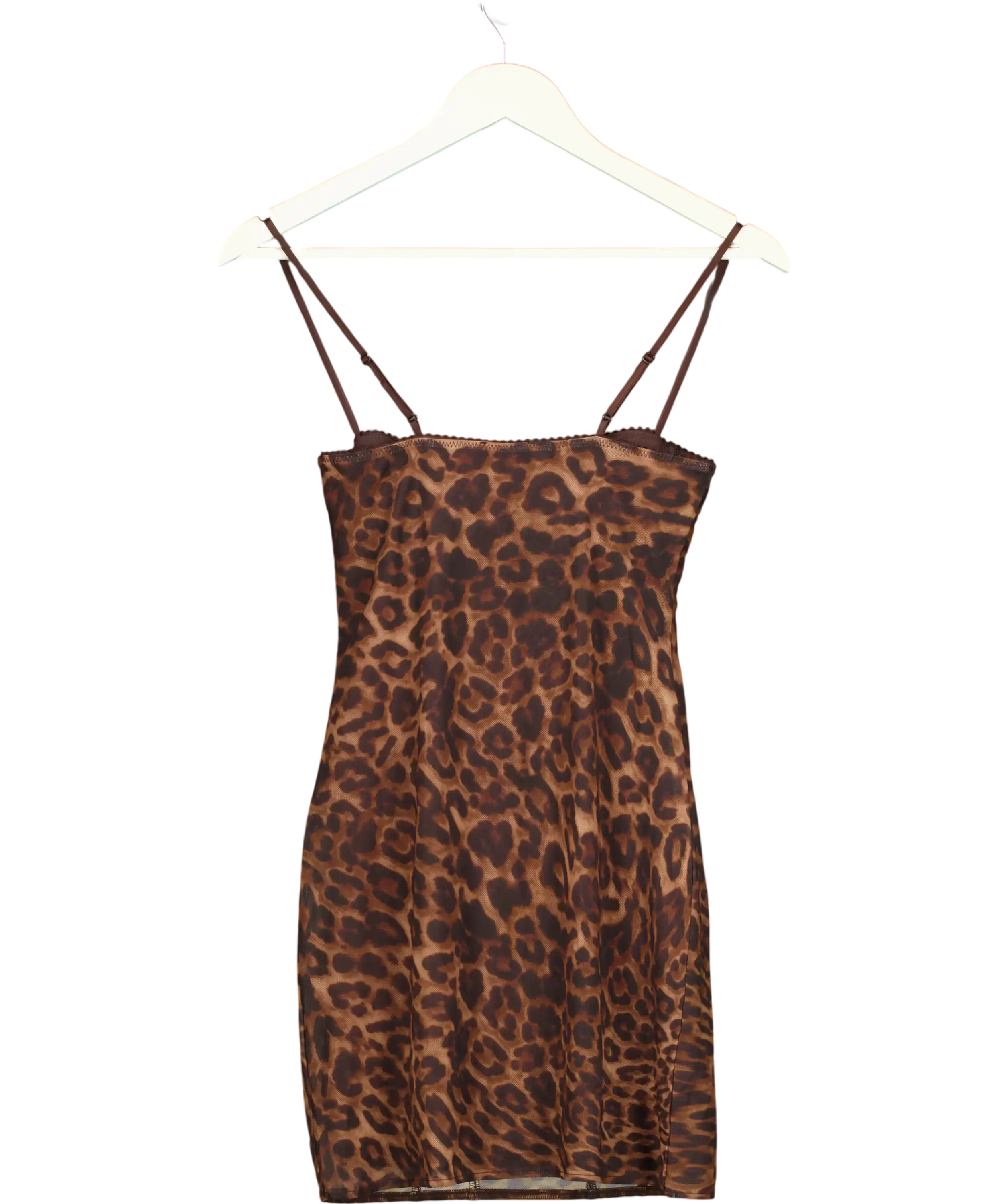 ZARA Brown Animal Print Corsetry-inspired Tulle Dress UK S