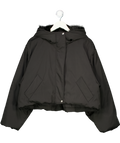ZARA Black Water-repellent Quilted Jacket With Faux Fur Hood UK S