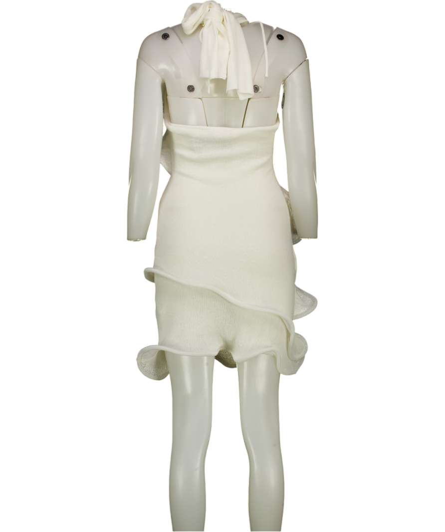 Meshki Cream Caprice Halter Knit Mini Dress UK S