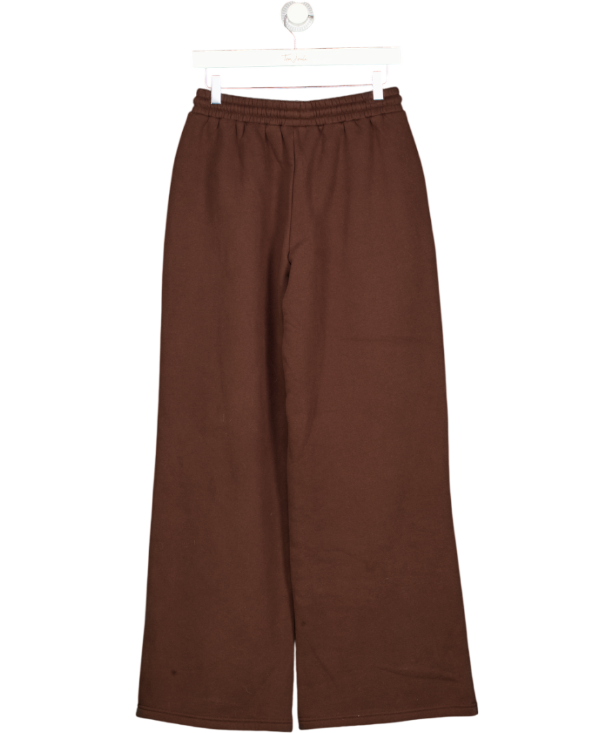 WHITE FOX Brown Stay Lifted Wide Leg Sweatpants Bitter Chocolate UK M