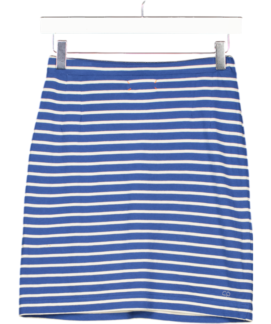 CHINTI & PARKER Blue & White Striped Jersey Skirt With Contrast Pockets UK XS