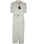 Karen Millen White Structured Crepe Forever Belted Jumpsuit UK 10