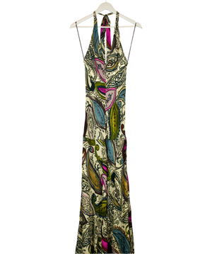 ZARA Multicoloured Paisley Printed Halter Maxi Dress UK XS