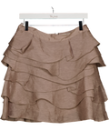 REISS Beige Tauple Linen Blend Ruffle Frill Skirt UK 10