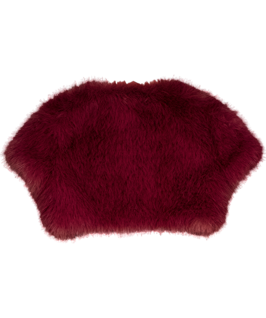 OH POLLY Burgundy Red Faux Fur Cropped Bolero UK XS/S