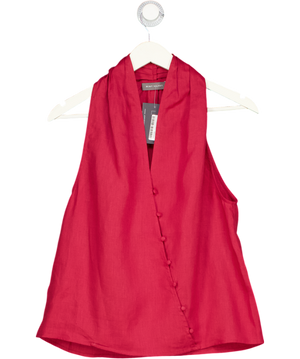 MINT VELVET Dark Red Linen Halter Top UK S