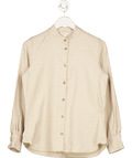Beaufort & Blake Beige Brushed Super Soft Grandad Collar Flannel Shirt UK XS - Reliked