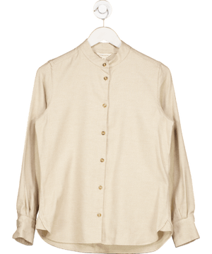 Beaufort & Blake Beige Brushed Super Soft Grandad Collar Flannel Shirt UK XS
