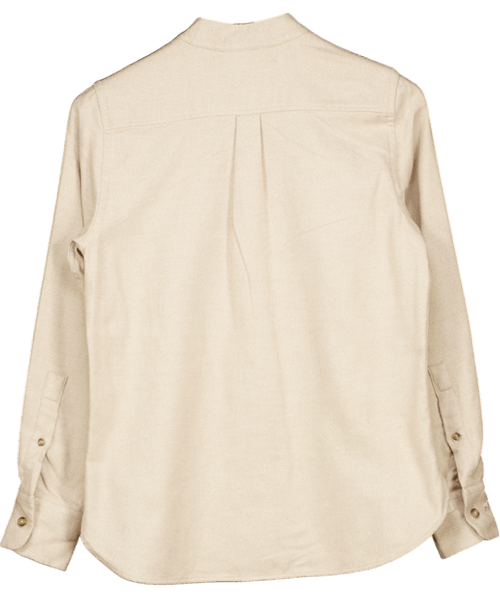 Beaufort & Blake Beige Brushed Super Soft Grandad Collar Flannel Shirt UK XS - Reliked