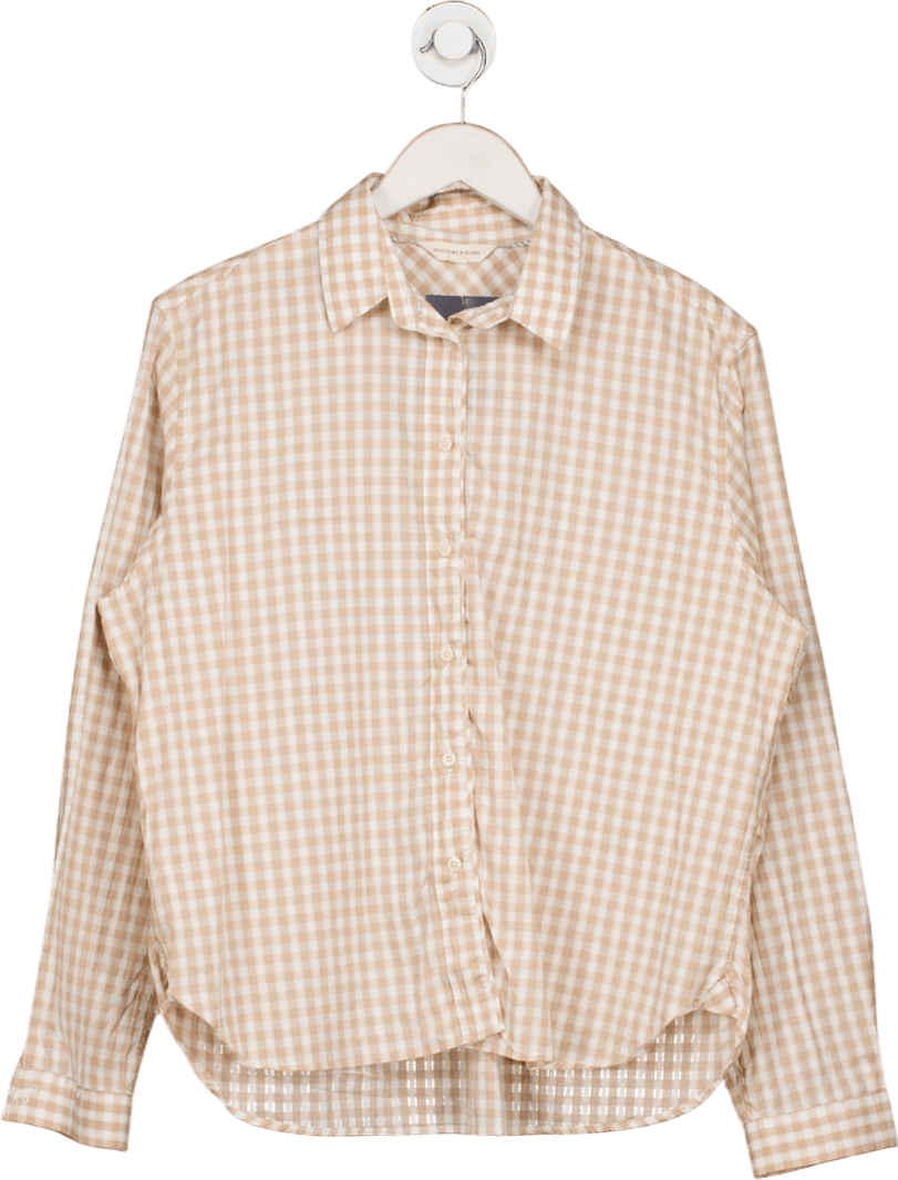 Beaufort & Blake Beige Gingham Cotton Blend Shirt UK XS - Reliked