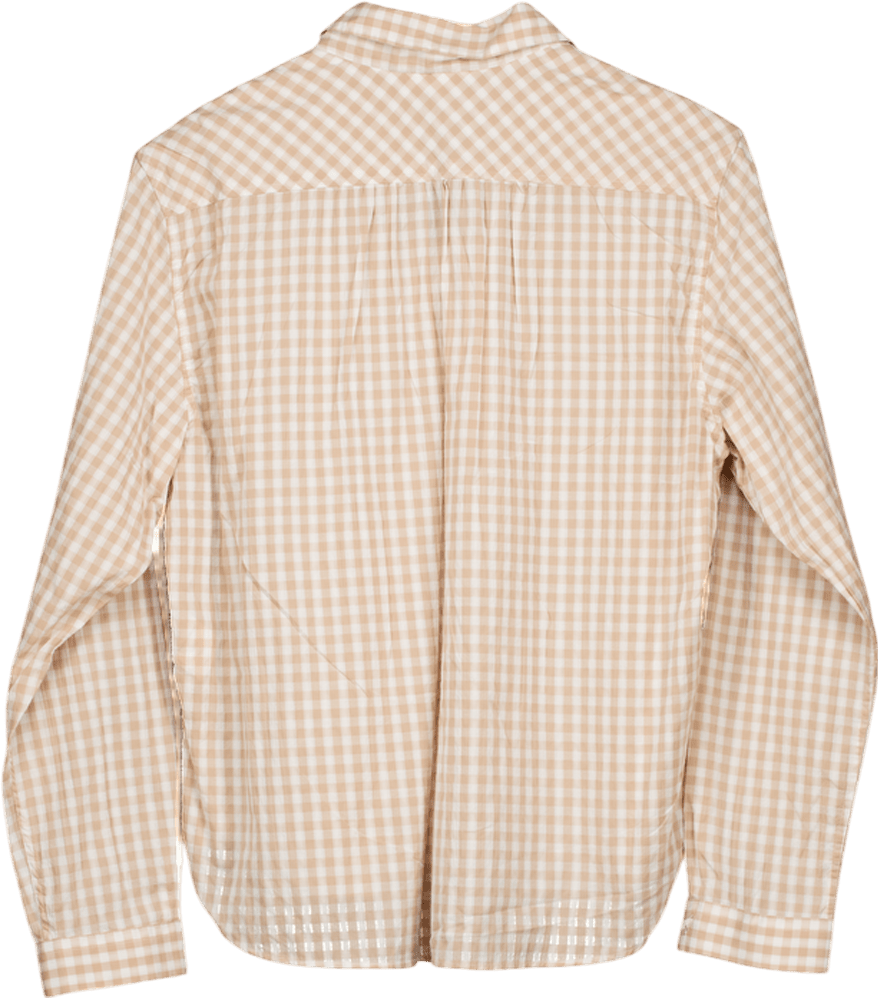 Beaufort & Blake Beige Gingham Cotton Blend Shirt UK XS - Reliked