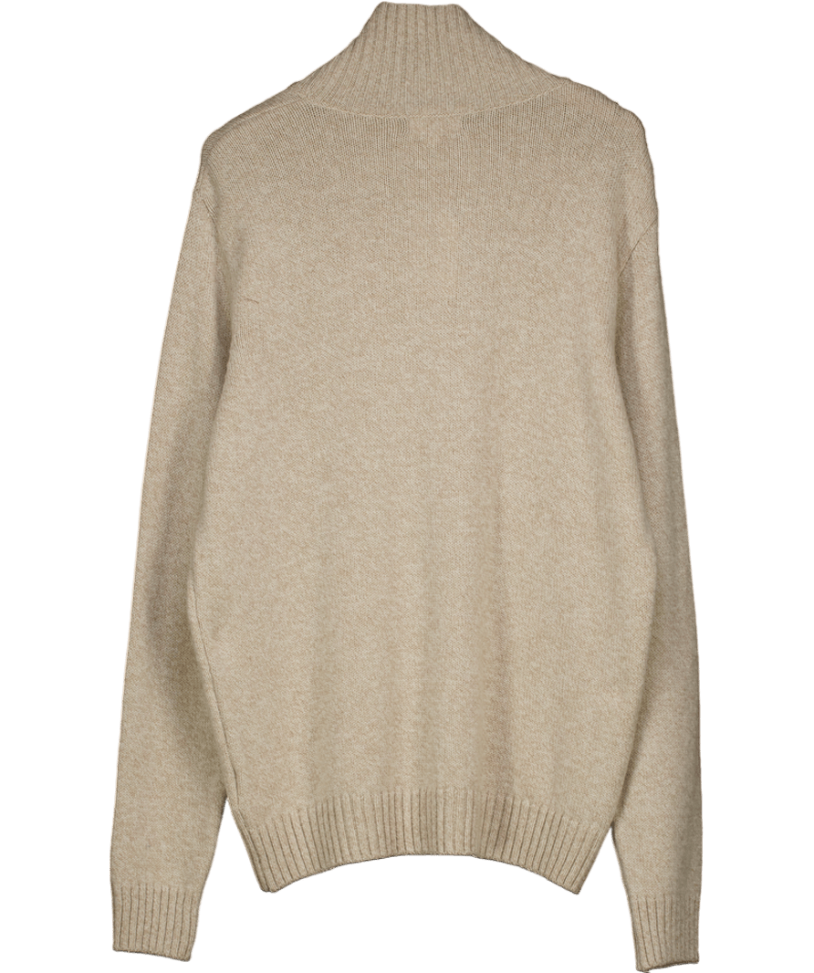 Beaufort & Blake Beige Merino Wool Roll Neck Jumper UK XL - Reliked