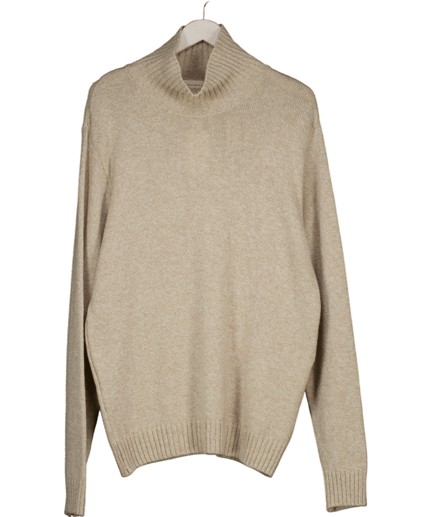 Beaufort & Blake Beige Merino Wool Roll Neck Jumper UK XL - Reliked