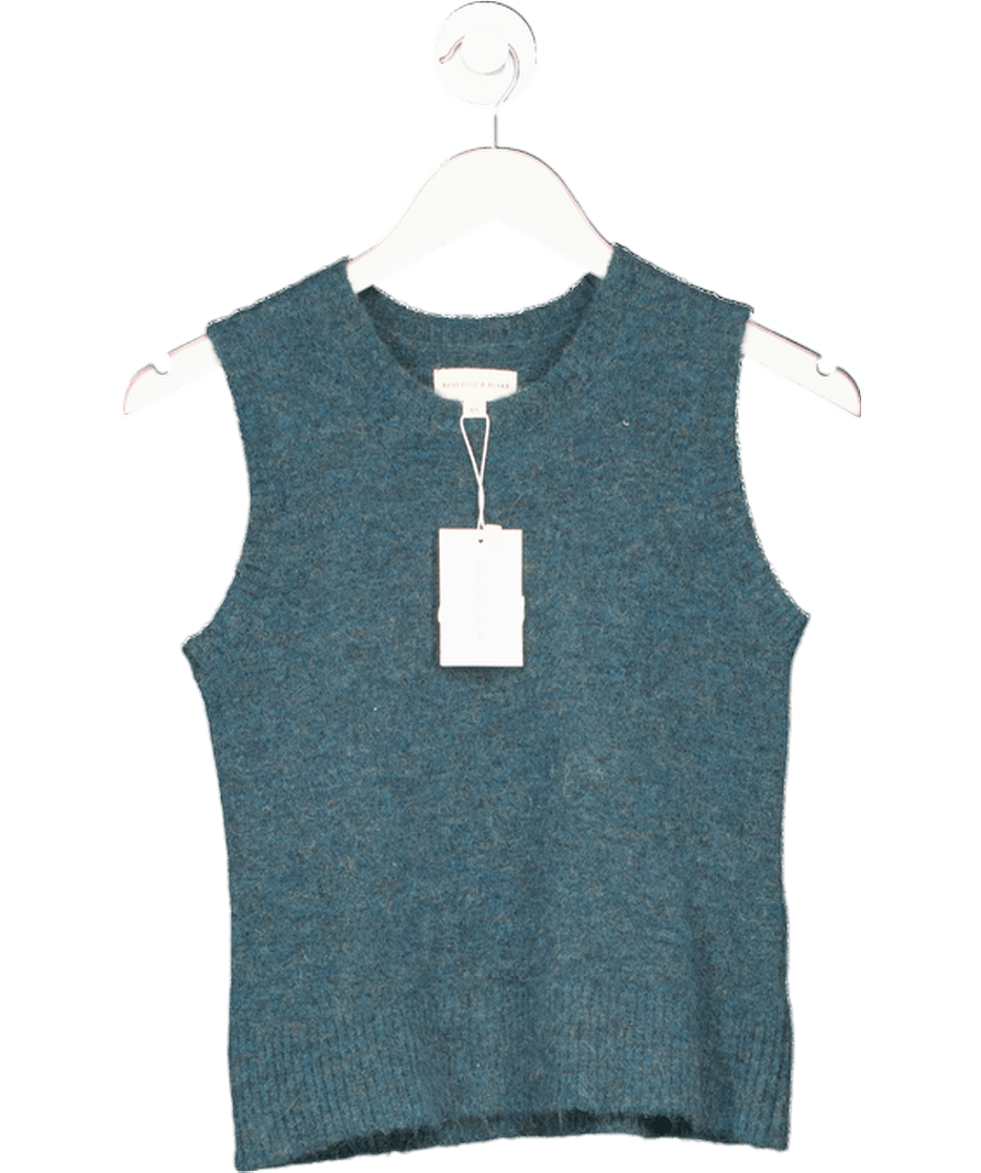 Beaufort & Blake Dark Green Alpaca / Wool Blend Sleeveless Knit UK XS - Reliked