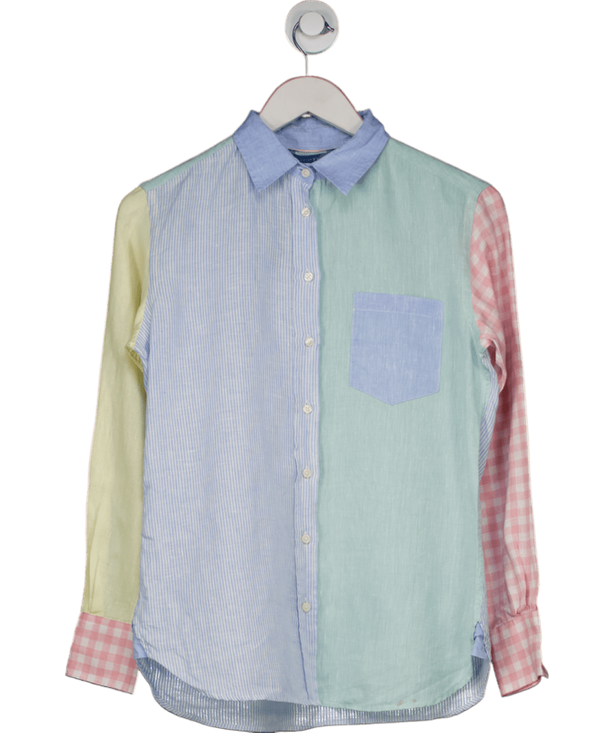 Beaufort & Blake Multicoloured Panel Linen Blend Shirt UK XS - Reliked