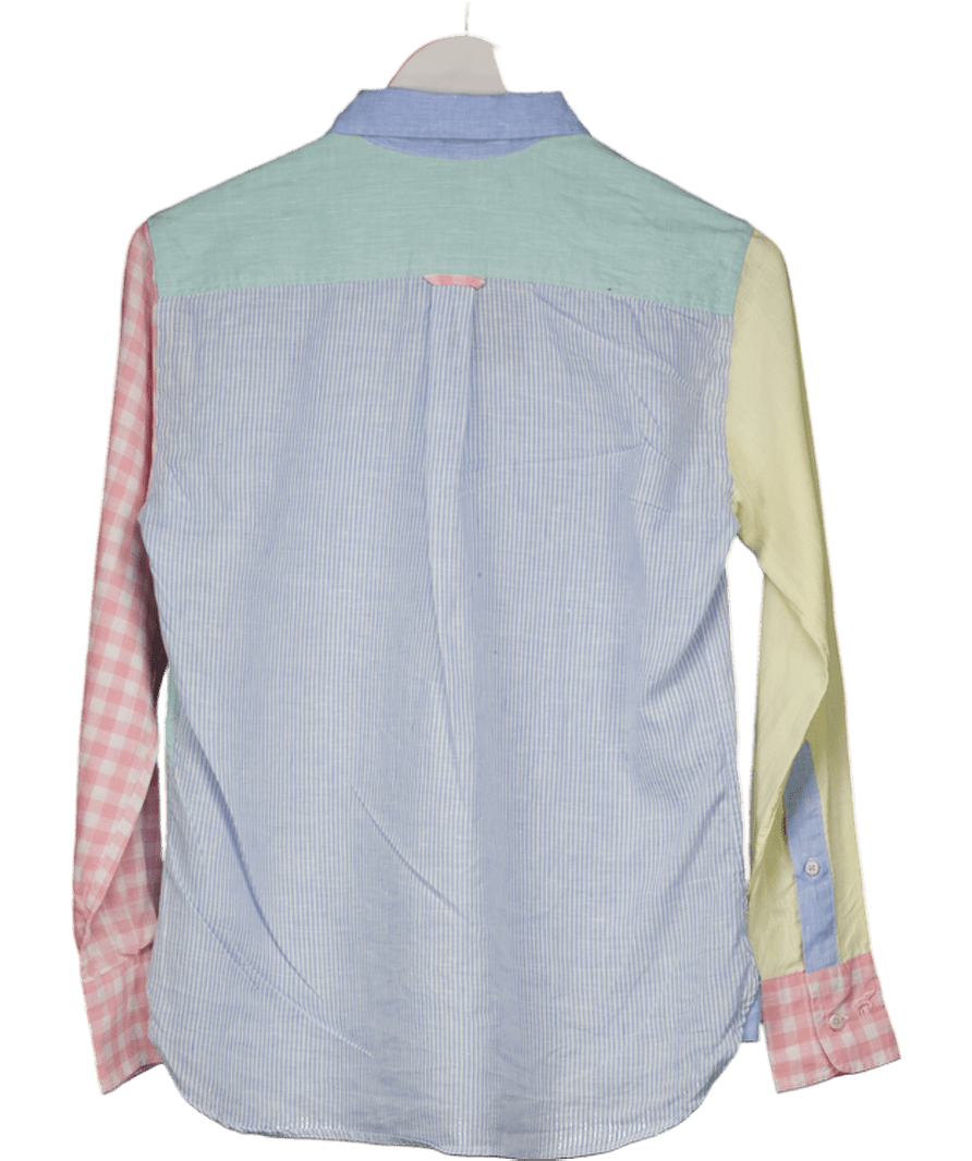 Beaufort & Blake Multicoloured Panel Linen Blend Shirt UK XS - Reliked