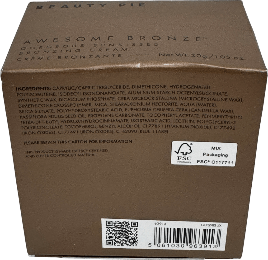 Beauty Pie Awesome Bronze Limited Edition Gorgeous Sunkissed Bronzing Cream Goldielux 30g - Reliked