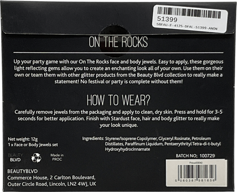 beautyblvd Multicoloured Crystal Face And Body Jewels - On The Rocks One Size - Reliked