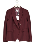 REISS Gabi Tailored Single Breasted Suit Blazer In Berry Red UK 14