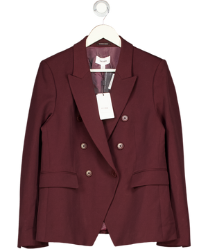 REISS Gabi Tailored Single Breasted Suit Blazer In Berry Red UK 14