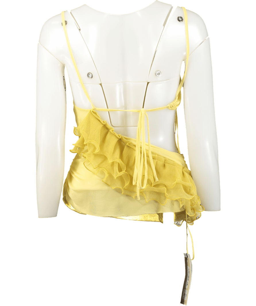 BEC+ BRIDGE Yellow Citrus Spiral Crush Cut Out Top UK 8 - Reliked