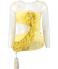 BEC+ BRIDGE Yellow Citrus Spiral Crush Cut Out Top UK 8 - Reliked