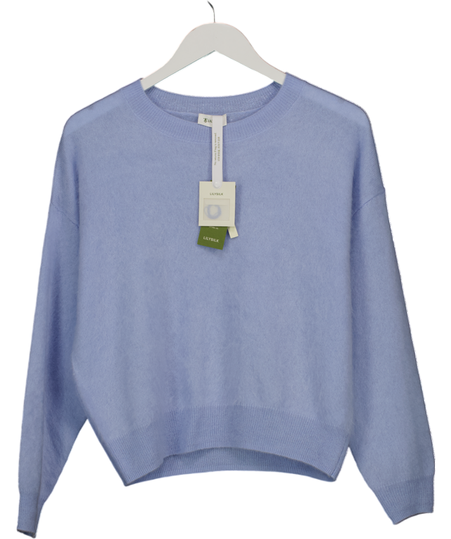 LilySilk Blue Relaxed Drop-shoulder Cashmere Sweater UK XS