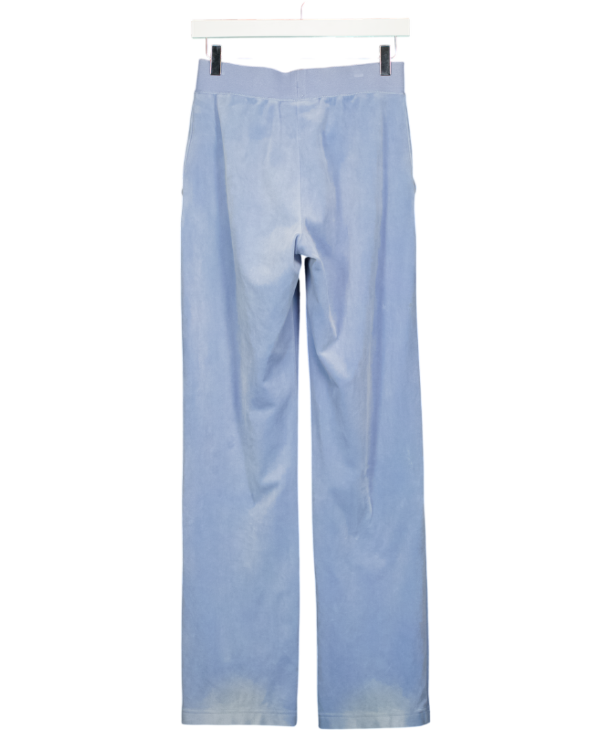 JUICY COUTURE Dusty Blue Velour Embroidered Logo Jogger UK XS