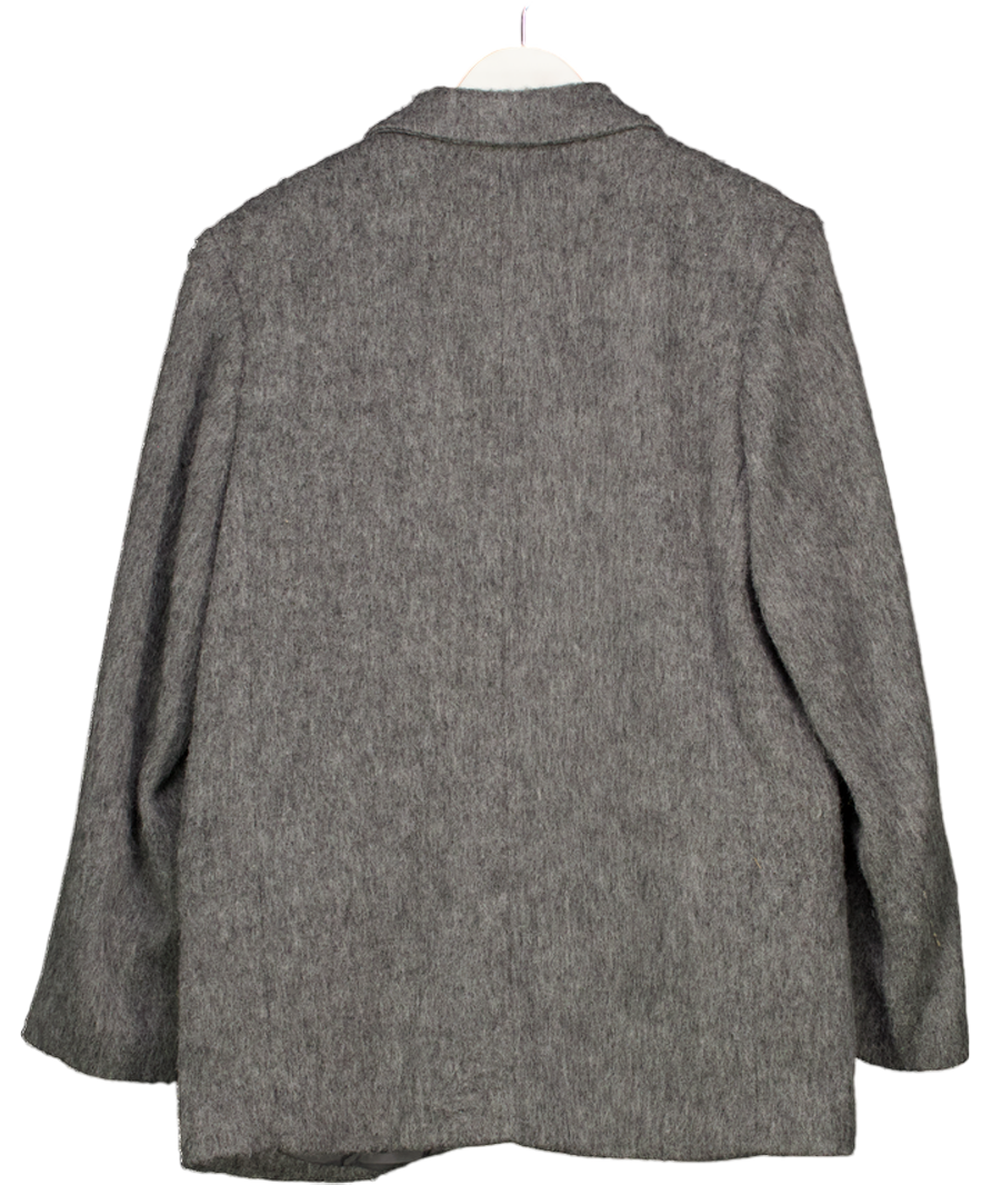 H&M Grey Oversized Brushed Wool-blend Blazer UK S