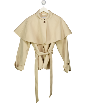 FABRIQUE X Maia Gogiberidze Cream Detachable Cape Shearling Short Coat In Merino Wool UK S