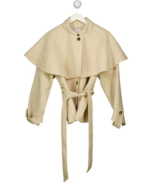 FABRIQUE X Maia Gogiberidze Cream Detachable Cape Shearling Short Coat In Merino Wool UK S