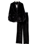 Lily & Lionel Black 2-piece Valerie Tailored Velvet Blazer And Straight Leg Trousers Set UK 10