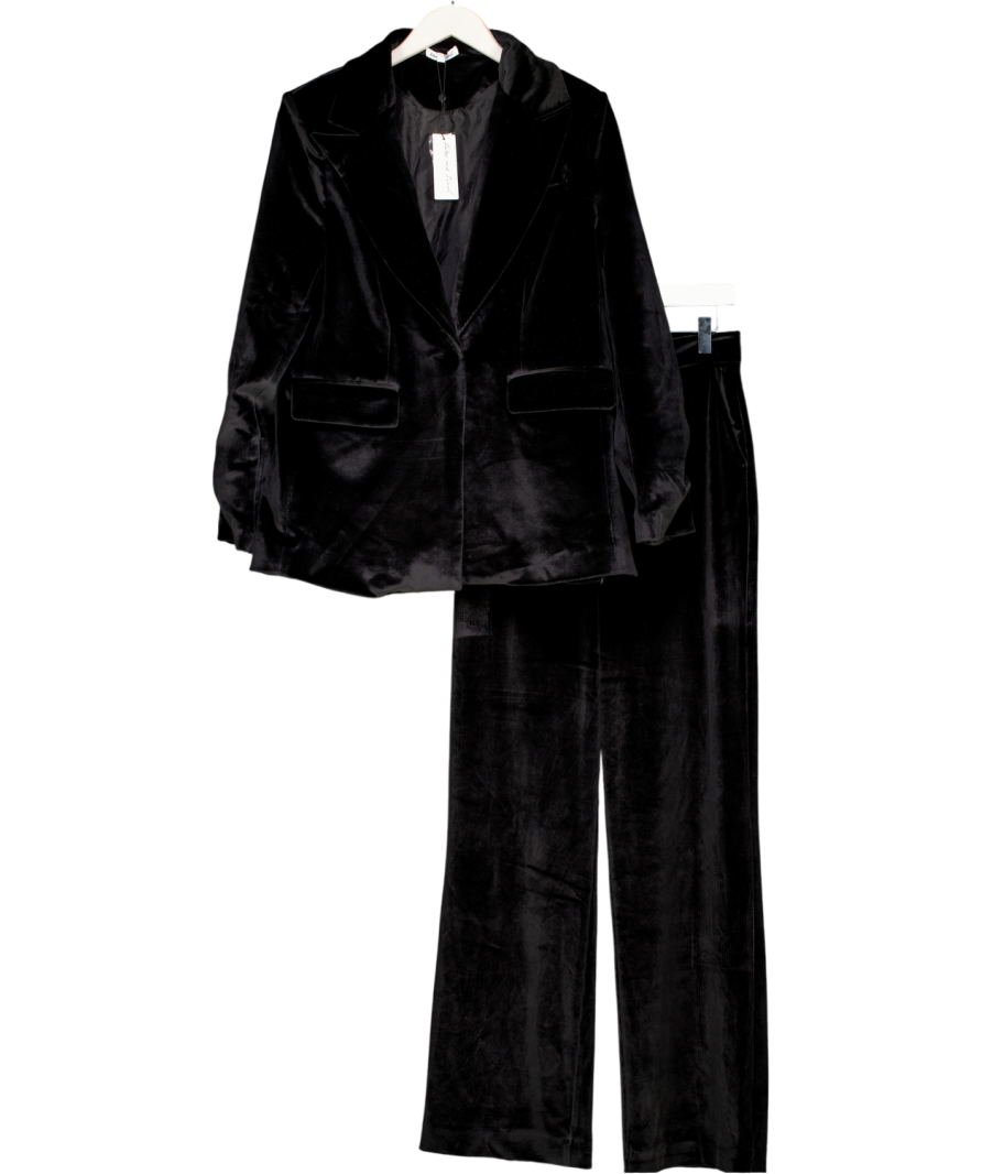 Lily & Lionel Black 2-piece Valerie Tailored Velvet Blazer And Straight Leg Trousers Set UK 10