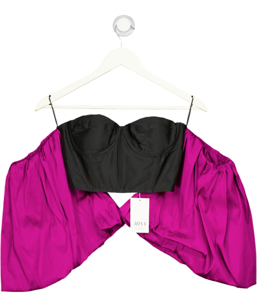 MISA Los Angeles Black & Purple Dramatic  Sleeve Dita Corset Top UK XS