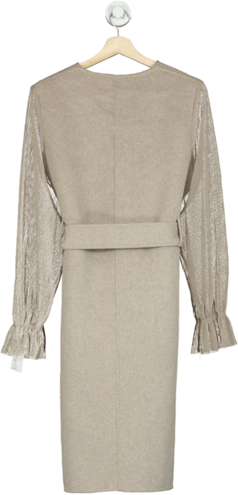 Beige Double - Breasted Dress with Belt UK L - Reliked